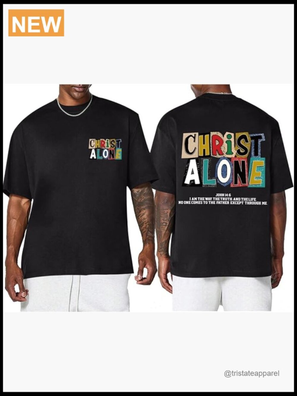 Men's Oversized Christian Faith Bible Verse Graphic Tee Cotton T-Shirt